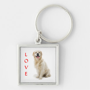 Happy Golden Retriever Puppy Love Premium Keychain