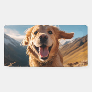 Happy Golden Retriever Running Banner