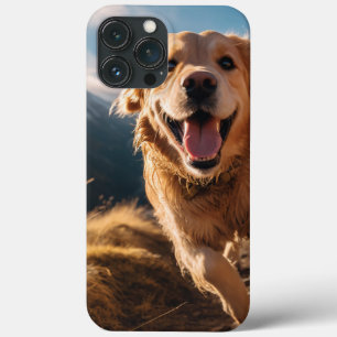 Happy Golden Retriever Running iPhone 13 Pro Max Case