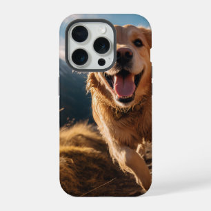 Happy Golden Retriever Running iPhone 15 Pro Case