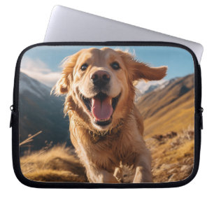 Happy Golden Retriever Running Laptop Sleeve