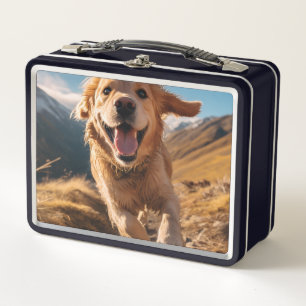 Happy Golden Retriever Running  Metal Lunch Box