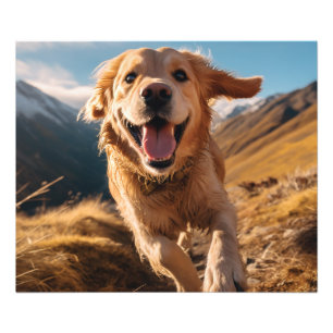 Happy Golden Retriever Running Photo Print
