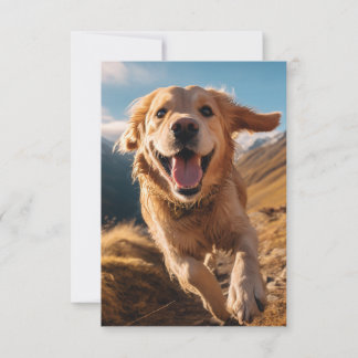 Happy Golden Retriever Running  Thank You Card