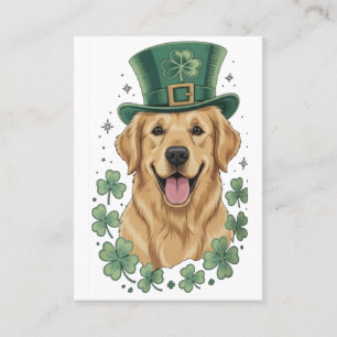 Happy Golden Retriever St. Patrick's Day Business Card