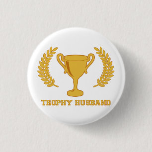 Happy Golden Trophy Husband 3 Cm Round Badge