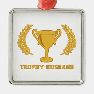 Happy Golden Trophy Husband Metal Ornament