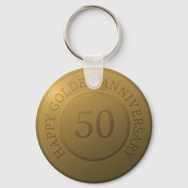 Happy golden wedding anniversary key ring (Front)