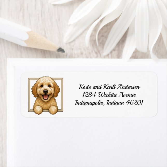 Happy Goldendoodle Return Address Label (Insitu)