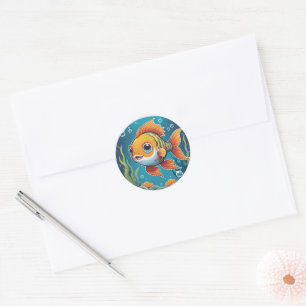 Happy Goldfish Classic Round Sticker