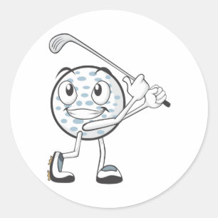Happy Golf Ball Player Classic Round Sticker