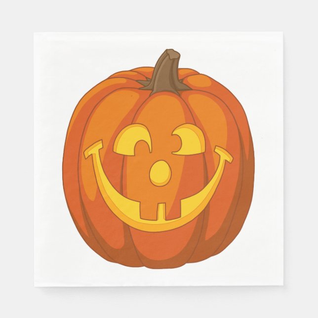 Happy Goofy Jack O Lantern Halloween Pumpkin Face Napkin (Front)