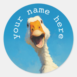 Happy Goose Under Blue Sky Classic Round Sticker