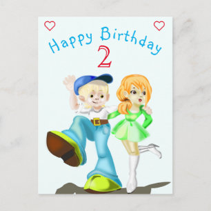 Happy Gorl and Boy Birthday Cards Customisable