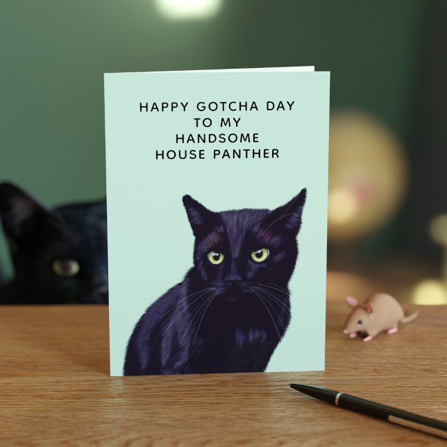 Happy Gotcha Day Black Cat Birthday Card (Happy Gotcha Day Card for your new best friend)