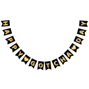 Happy Gotcha Day Gold Foil Balloons Bunting