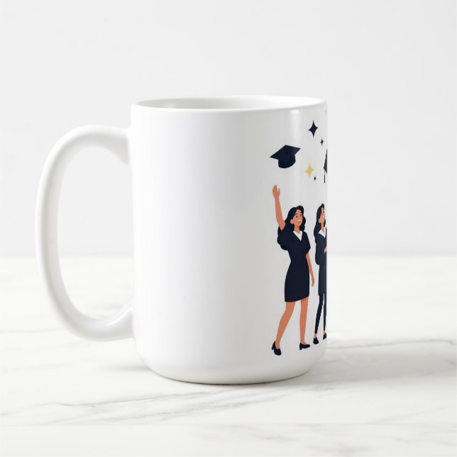 Happy Graduates Throwing Caps Celebration Coffee Mug (Left)