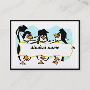 Happy Graduating Dancing Penguins w/Banner Calling Card