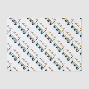 Happy Graduating Dancing Penguins w/Banner Tissue Paper