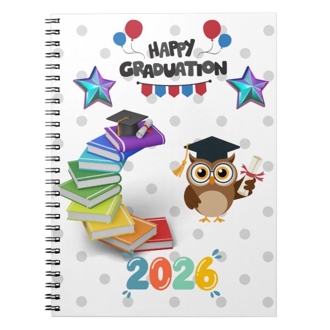Happy Graduation 2026 - Cute Owl & Books  (Front)