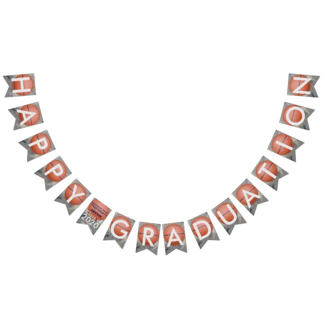 Happy Graduation Basketball Blue Bunting Banner (All)