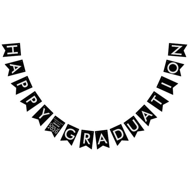 Happy Graduation Black Grey Bunting (All)