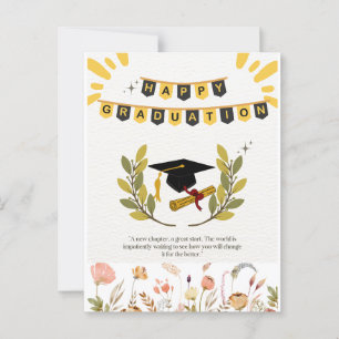 Happy Graduation Card with Floral and Tassel Illus