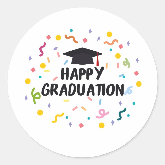 happy graduation classic round sticker (Front)