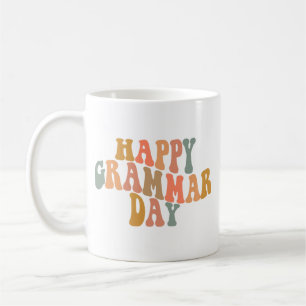 Happy Grammar Day Retro Wavy Coffee Mug