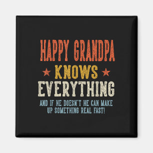 Happy grandpa knows everything father's day retro magnet