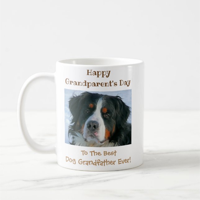 Happy Grandparent's Day Best Dog Grandfather Photo Coffee Mug (Left)