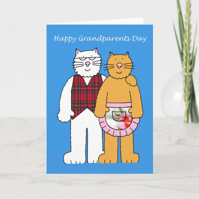 Happy Grandparents Day Cute Cartoon Cats. Card (Front)