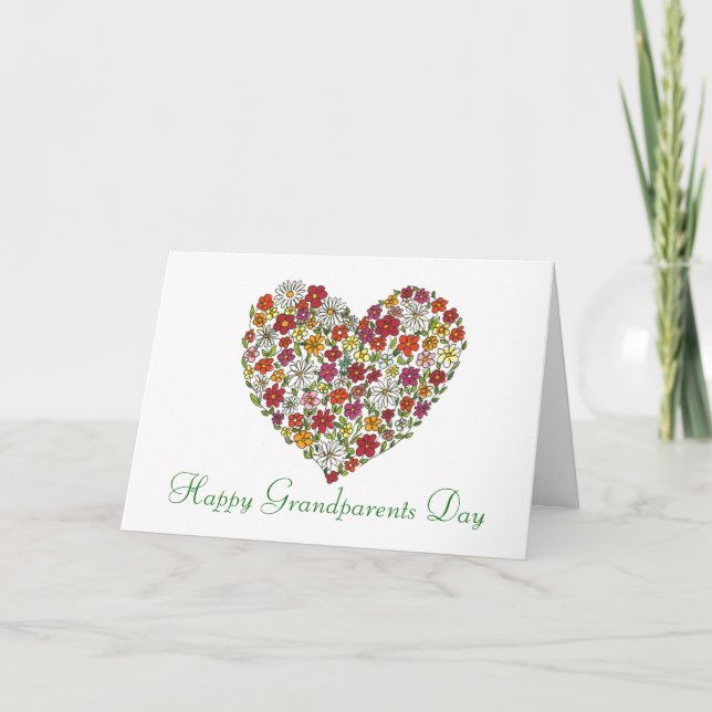 Happy Grandparents Day - Flower Heart Card (Front)