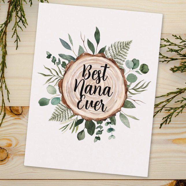 Happy Grandparents Day Rustic Wood and Foliage Postcard (Close up)