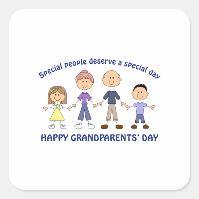 HAPPY GRANDPARENTS DAY SQUARE STICKER (Front)