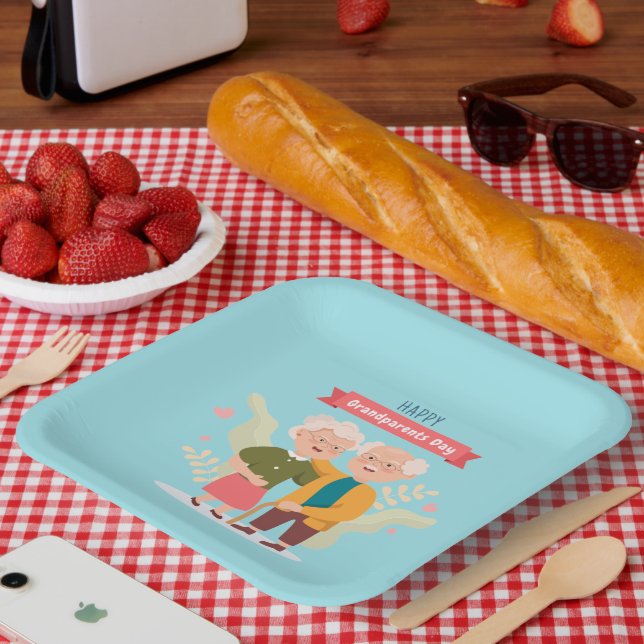 Happy Grandparents Day word art  Paper Plates (Picnic)