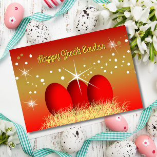 Happy Greek Easter Red Eggs Holiday Card