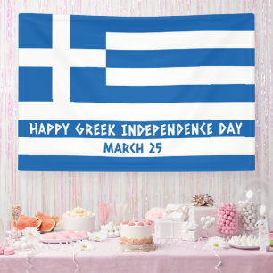 Happy Greek Independence Day Greek Flag Banner