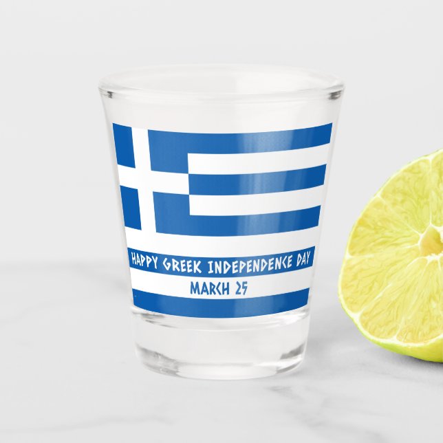 Happy Greek Independence Day Greek Flag Shot Glass (Front)