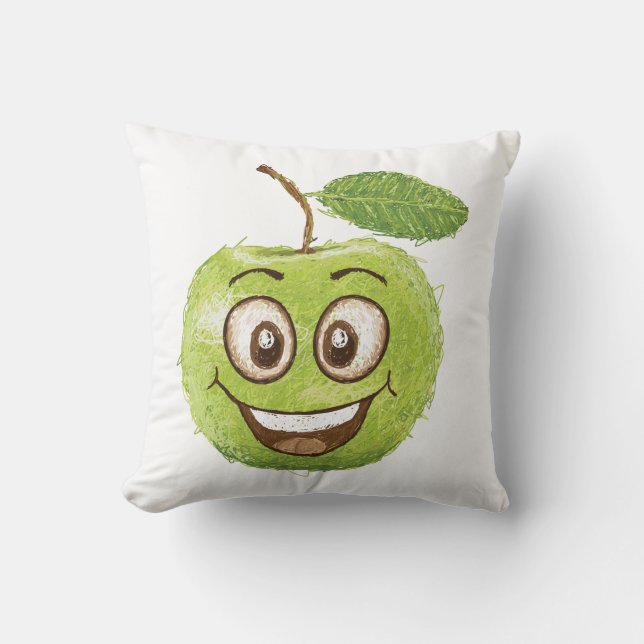 happy green apple cushion (Front)