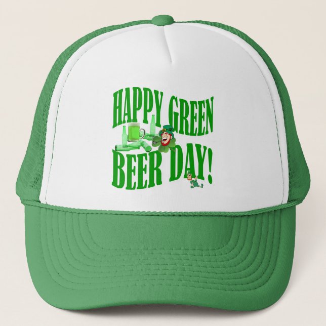 Happy green beer day trucker hat (Front)