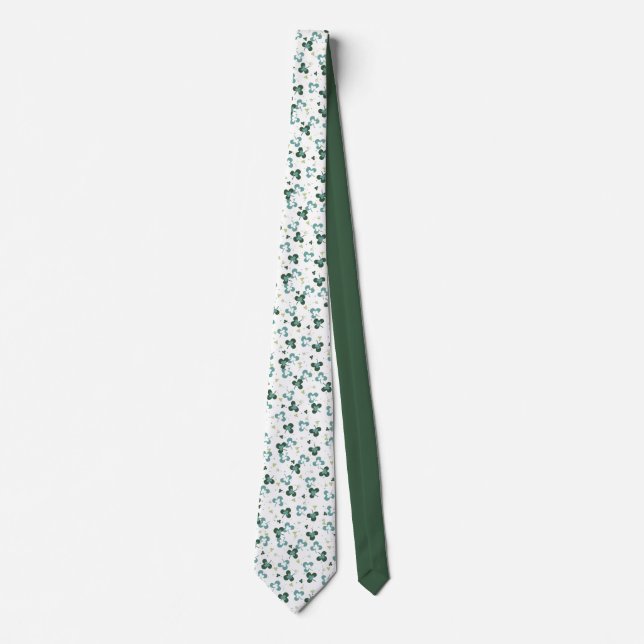 Happy Green Clover Leaves Art Pattern III Tie (Front)