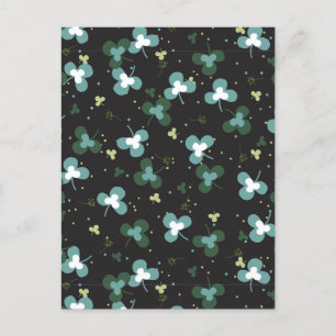 Happy Green Clover Leaves Art Pattern IV Postcard