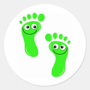 Happy Green Feet Classic Round Sticker