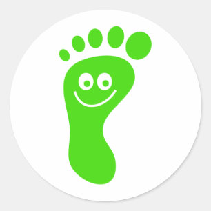 Happy Green Foot Classic Round Sticker