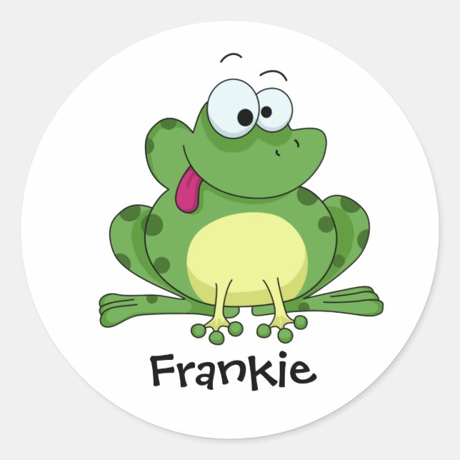 Happy Green Frog Classic Round Sticker (Front)
