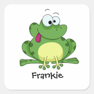 Happy Green Frog Square Sticker