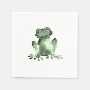 Happy green frog white decorativ paper napkins