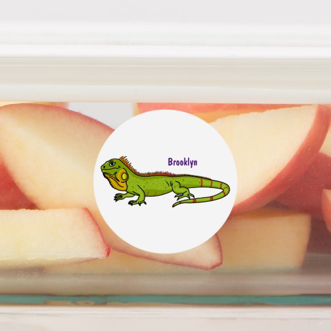 Happy green iguana cartoon illustration (Affixed)