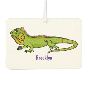 Happy green iguana cartoon illustration  car air freshener